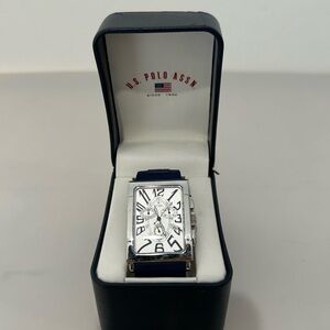 U.S. Polo Assn. Silver Case with Blue Strap Watch